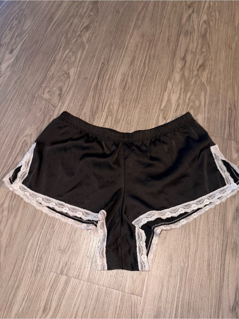 Black Lace-Trim Sleep Shorts